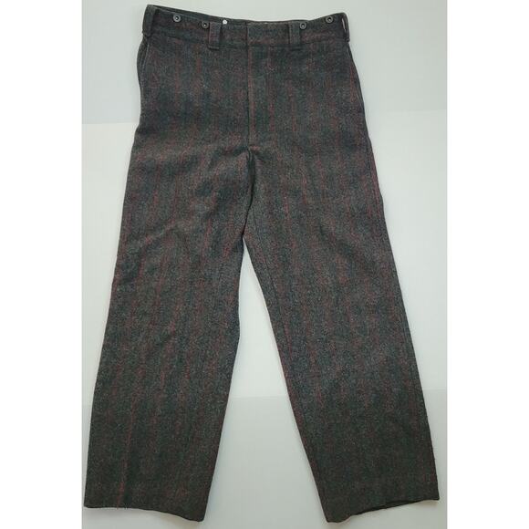 VTG 1990 Woolrich Wool Gray Plaid Malone Thick Heavy Hunting Pants Men 36/30 USA - Picture 1 of 7
